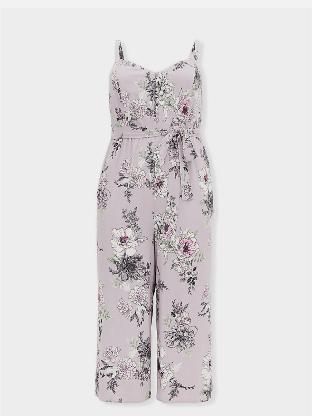 Torrid Size 0 Lavender Floral Culotte Jumpsuit Wide Leg Halter
